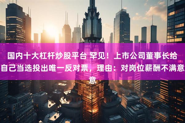国内十大杠杆炒股平台 罕见！上市公司董事长给自己当选投出唯一反对票，理由：对岗位薪酬不满意